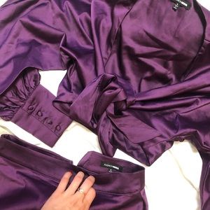 Plum satin two piece skirt set from fashion Nova